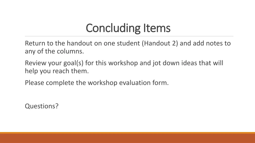 concluding items concluding items