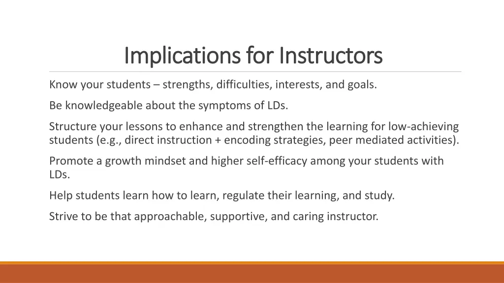 implications for instructors implications