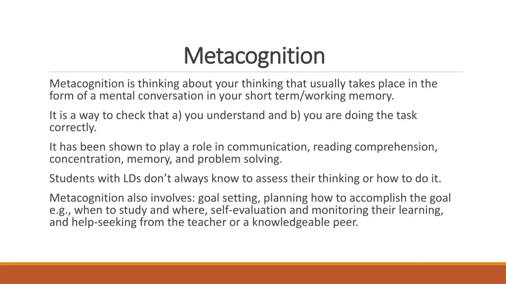 metacognition metacognition