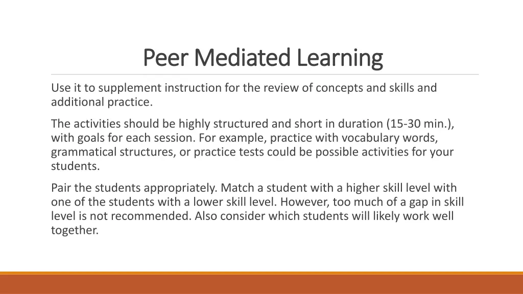 peer mediated learning peer mediated learning 1