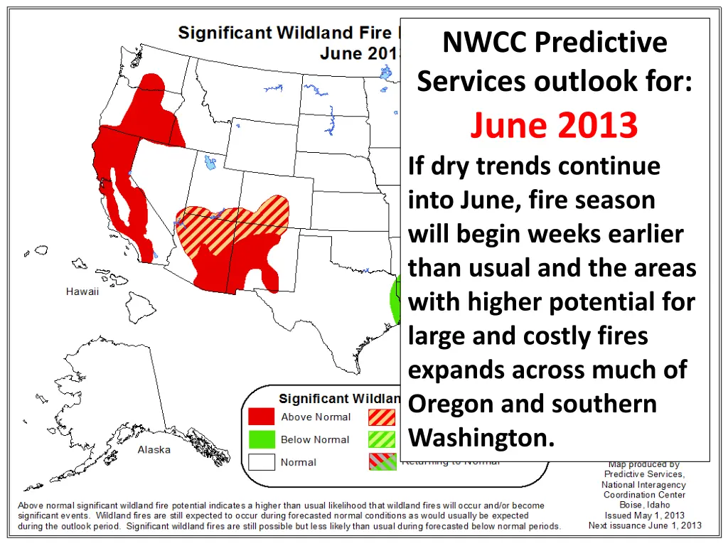 nwcc predictive services outlook for june 2013