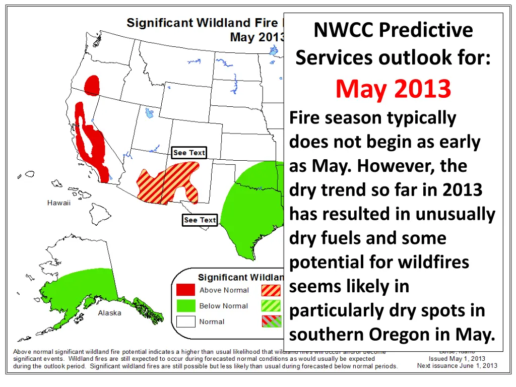 nwcc predictive services outlook for may 2013