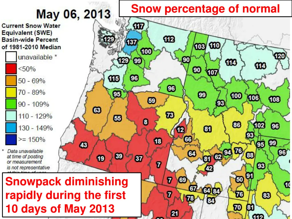snow percentage of normal
