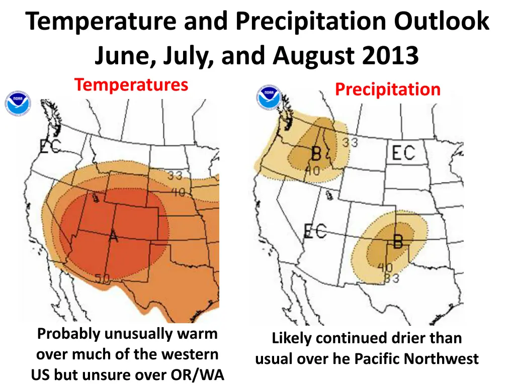temperature and precipitation outlook june july