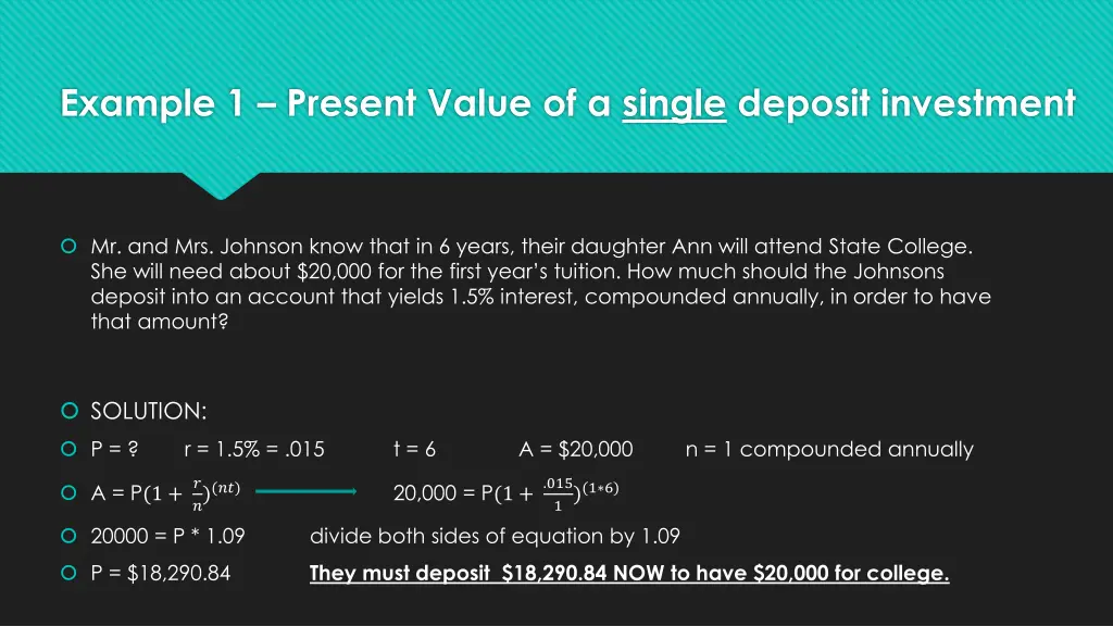 example 1 present value of a single deposit