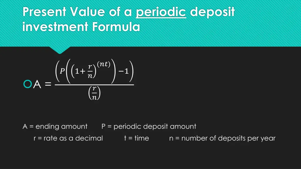 present value of a periodic deposit investment