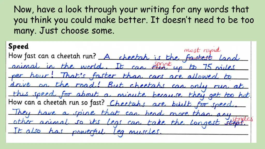 now have a look through your writing