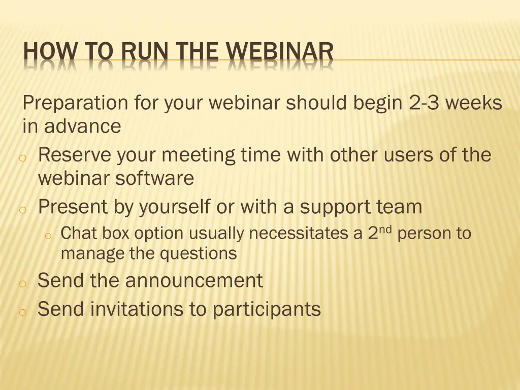 how to run the webinar