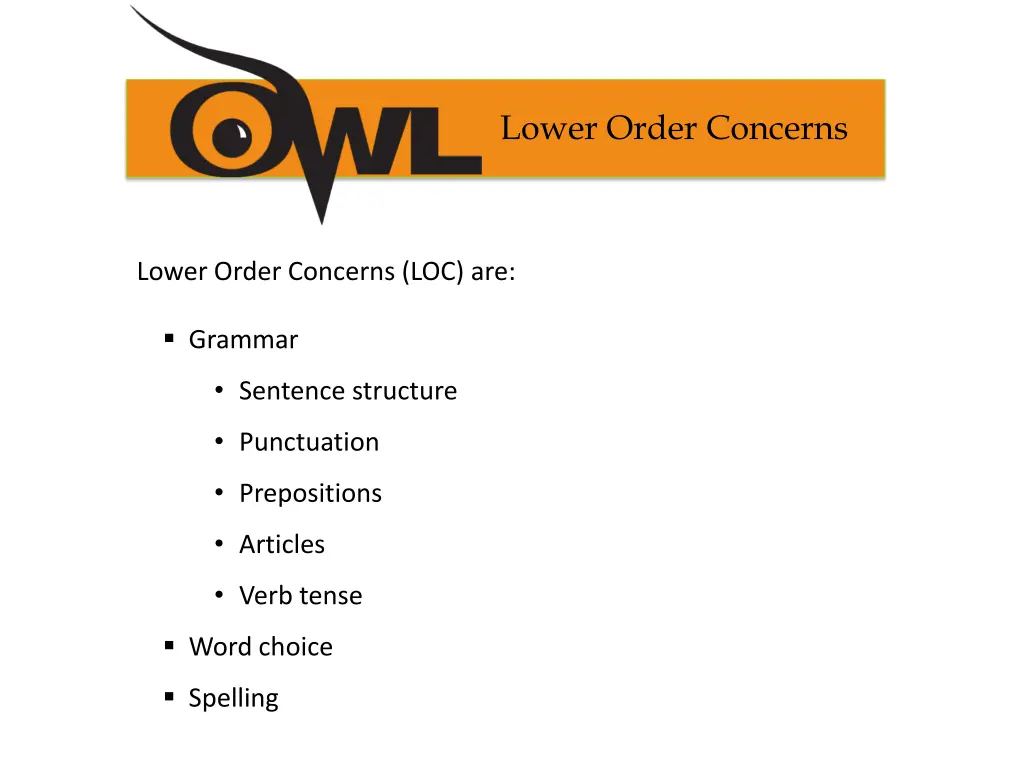lower order concerns