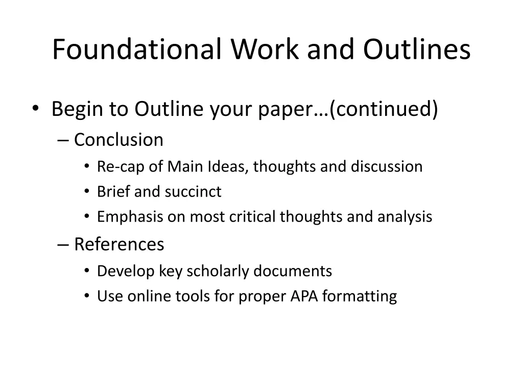 foundational work and outlines 2