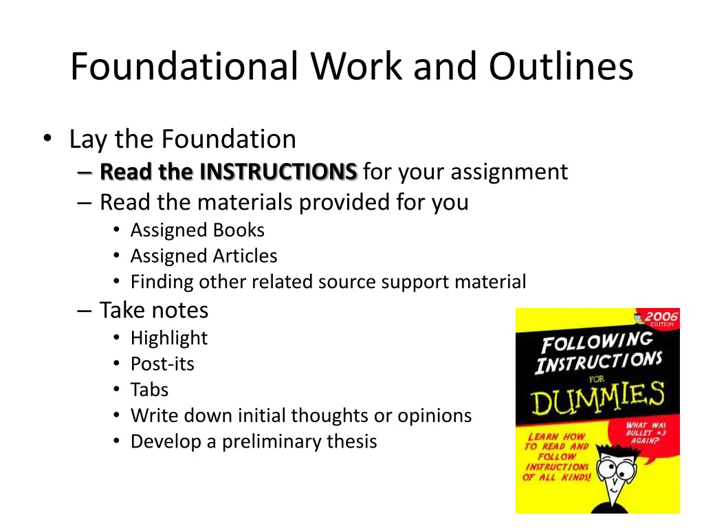 foundational work and outlines