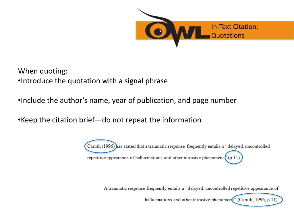 in text citation quotations