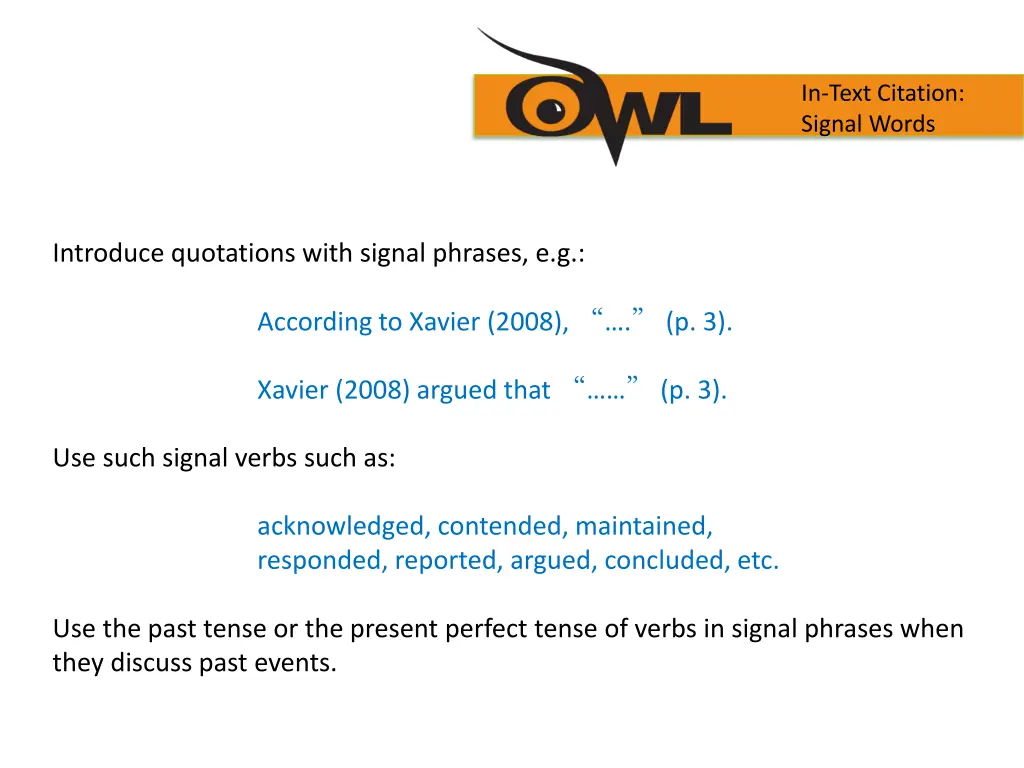 in text citation signal words