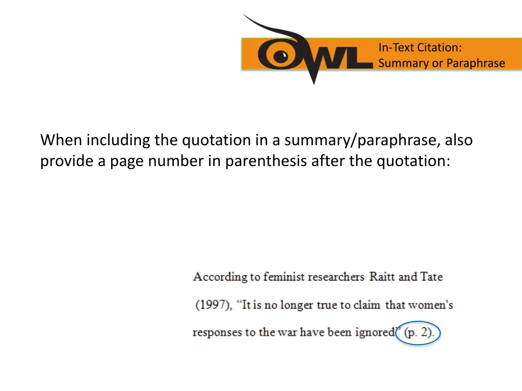 in text citation summary or paraphrase 2
