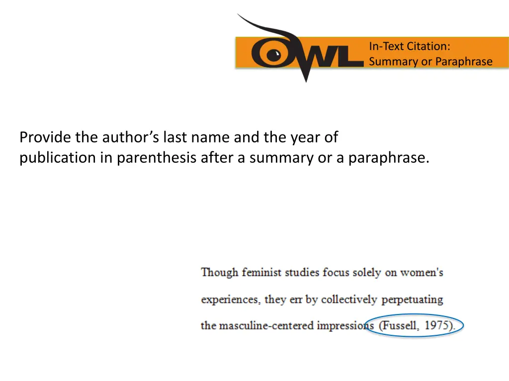 in text citation summary or paraphrase