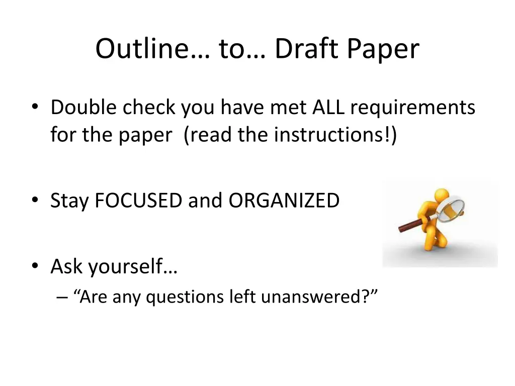 outline to draft paper 1