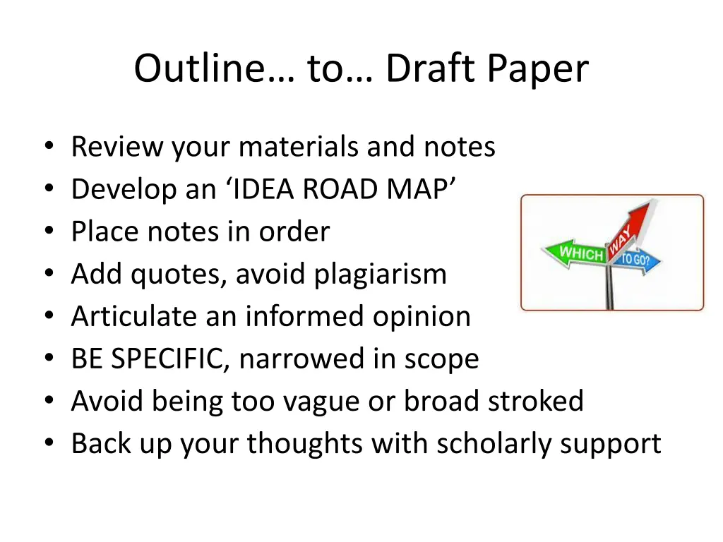 outline to draft paper