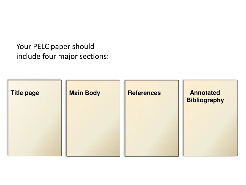 your pelc paper should include four major sections