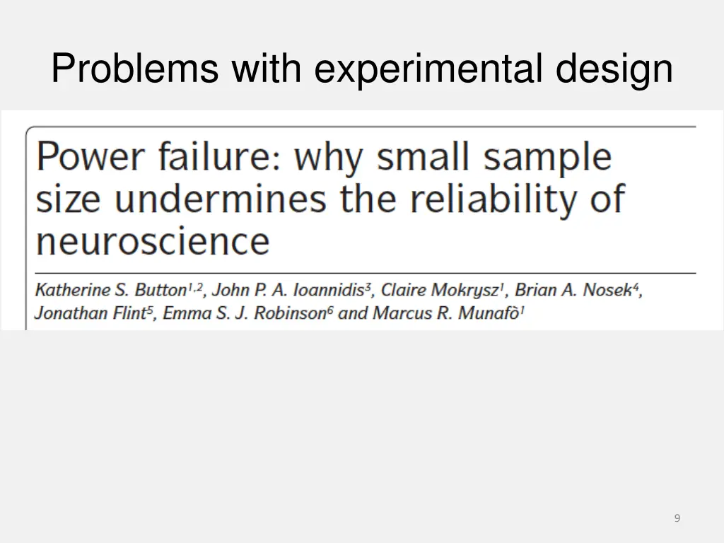 problems with experimental design 1