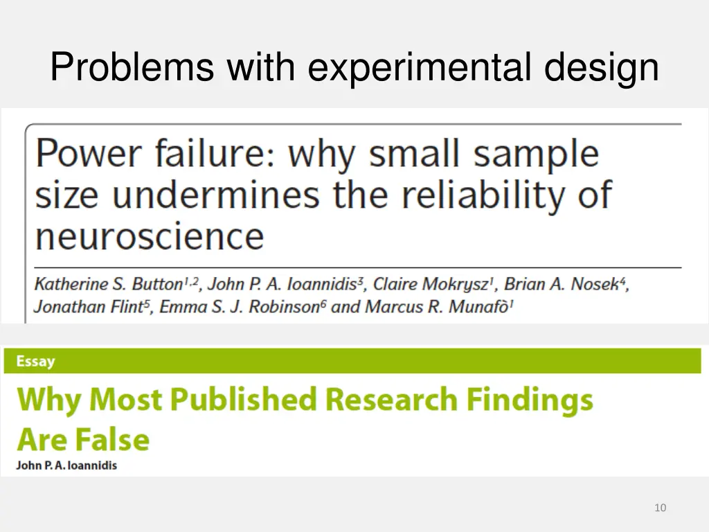 problems with experimental design 2