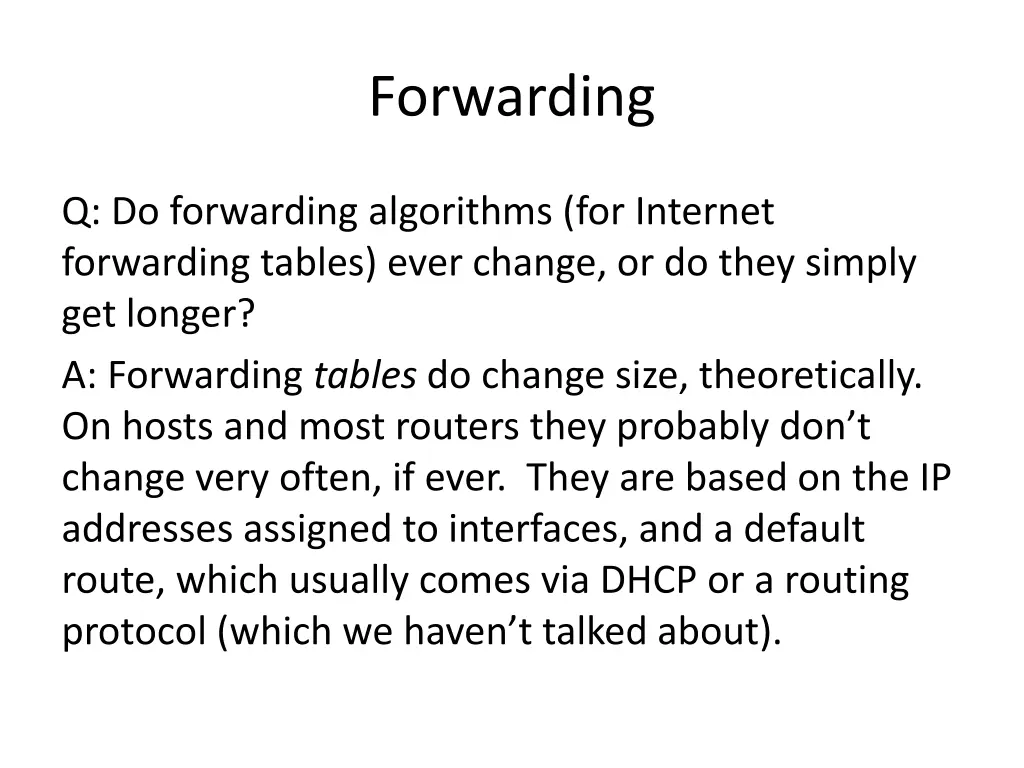 forwarding