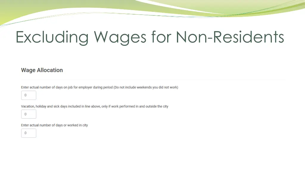 excluding wages for non residents