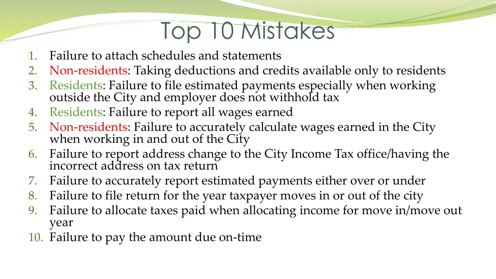 top 10 mistakes