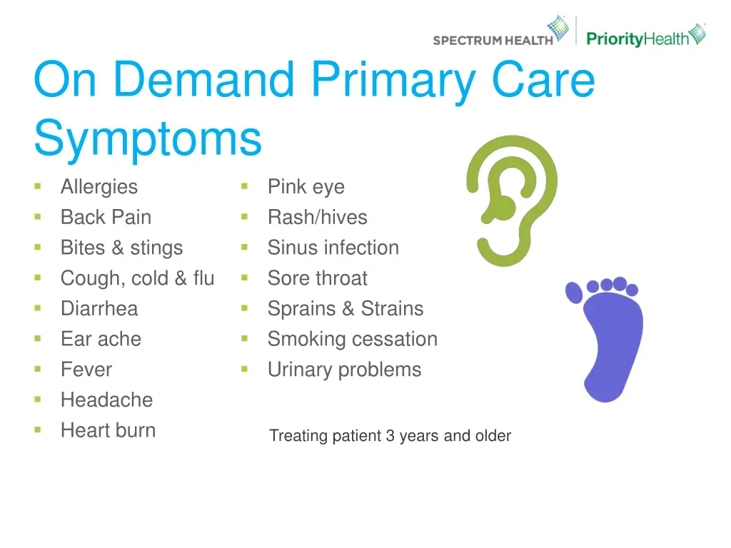 on demand primary care symptoms allergies back