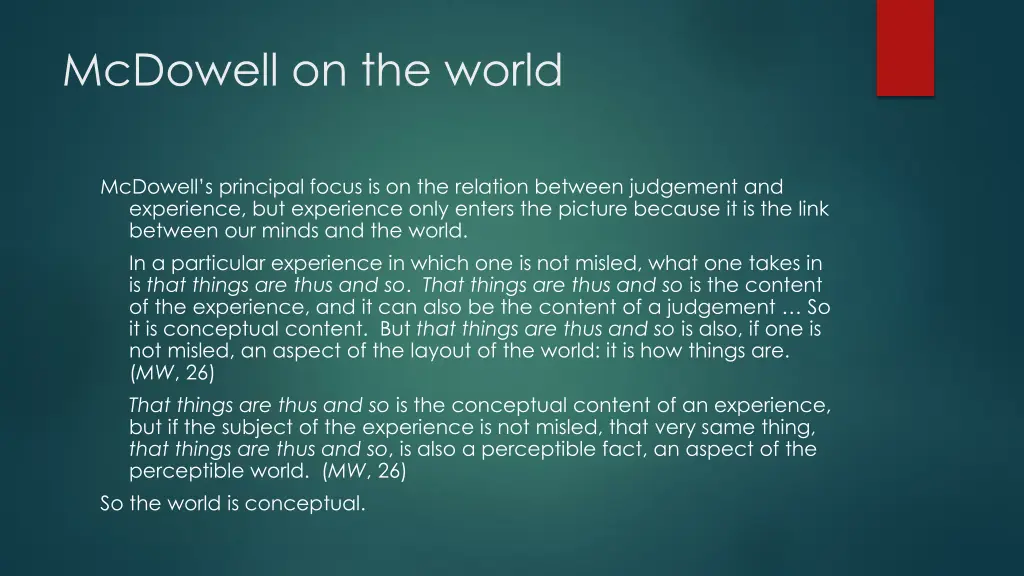 mcdowell on the world