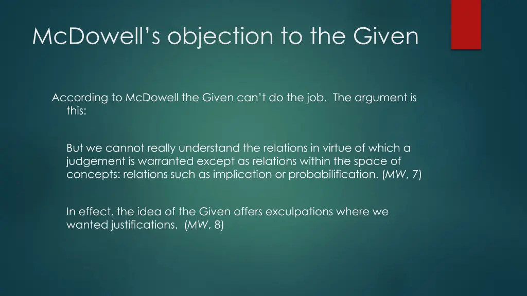 mcdowell s objection to the given