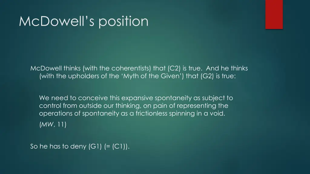 mcdowell s position