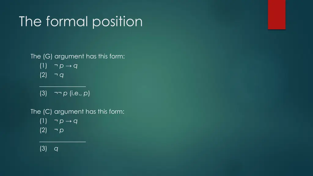 the formal position