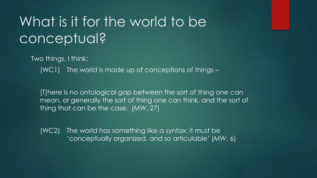 what is it for the world to be conceptual