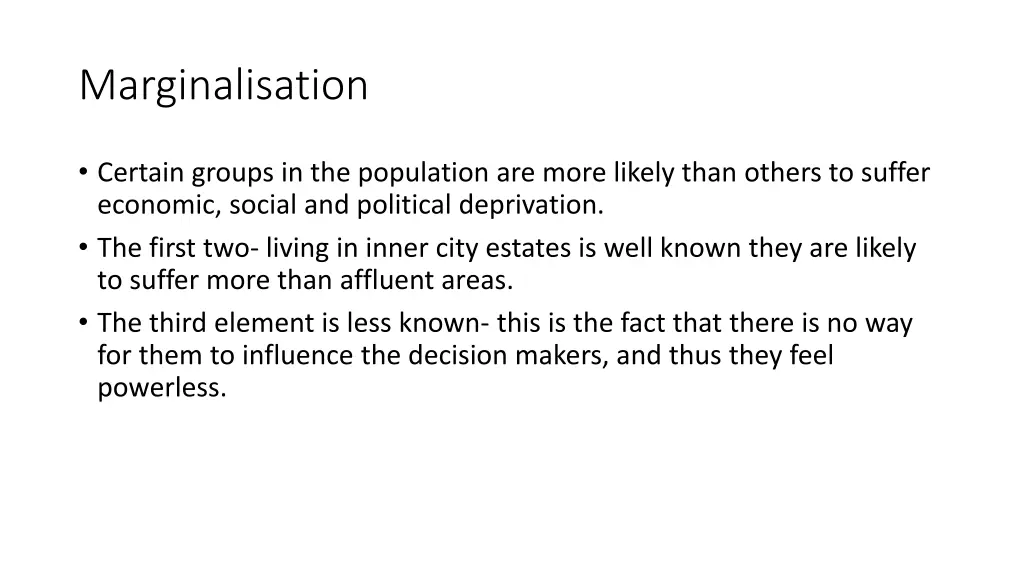 marginalisation