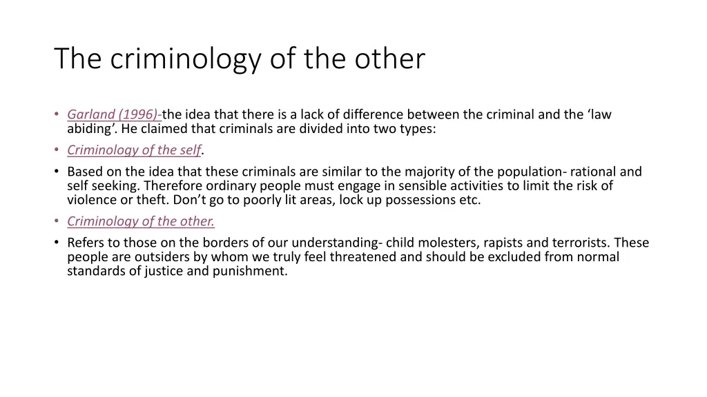 the criminology of the other