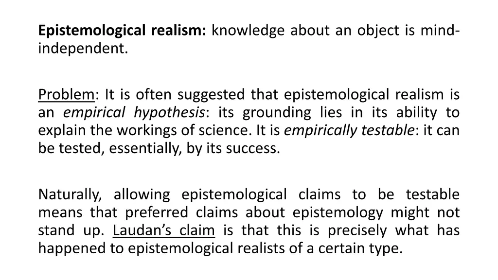 epistemological realism knowledge about an object