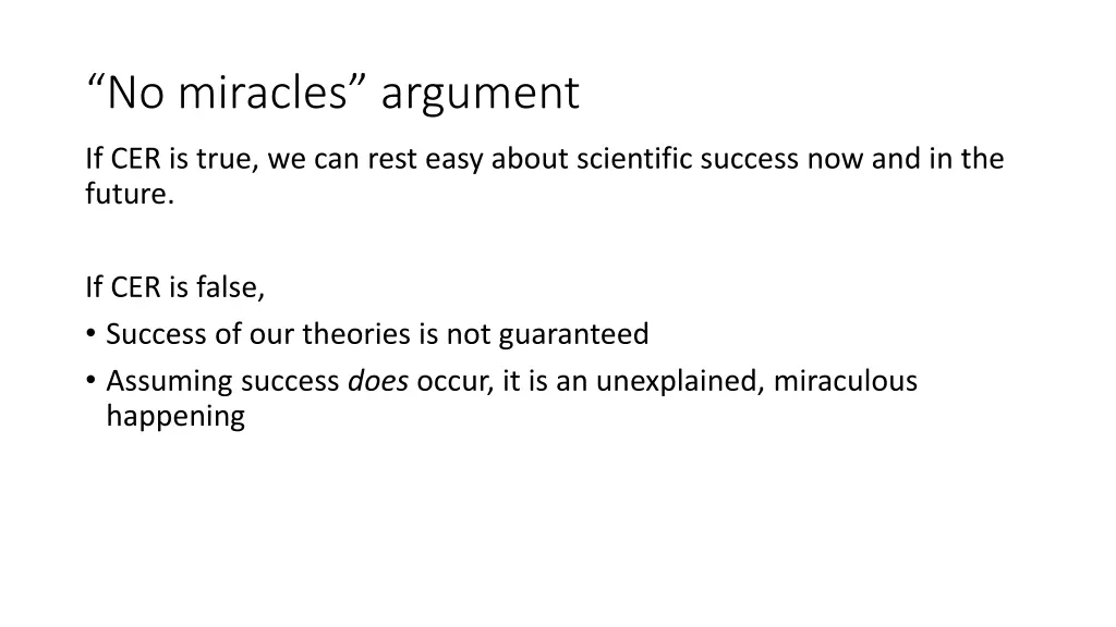 no miracles argument