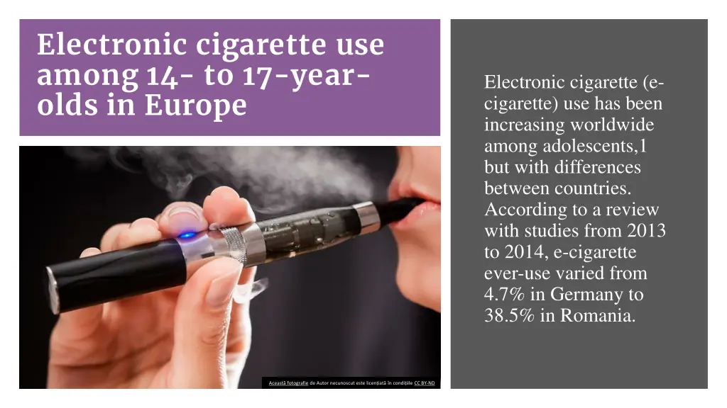electronic cigarette use among 14 to 17 year olds