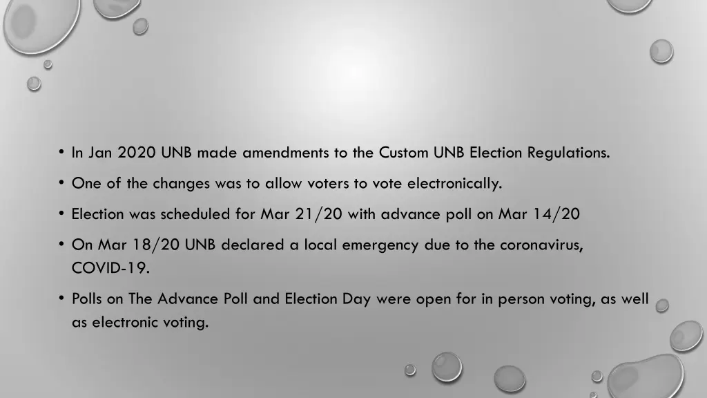 in jan 2020 unb made amendments to the custom