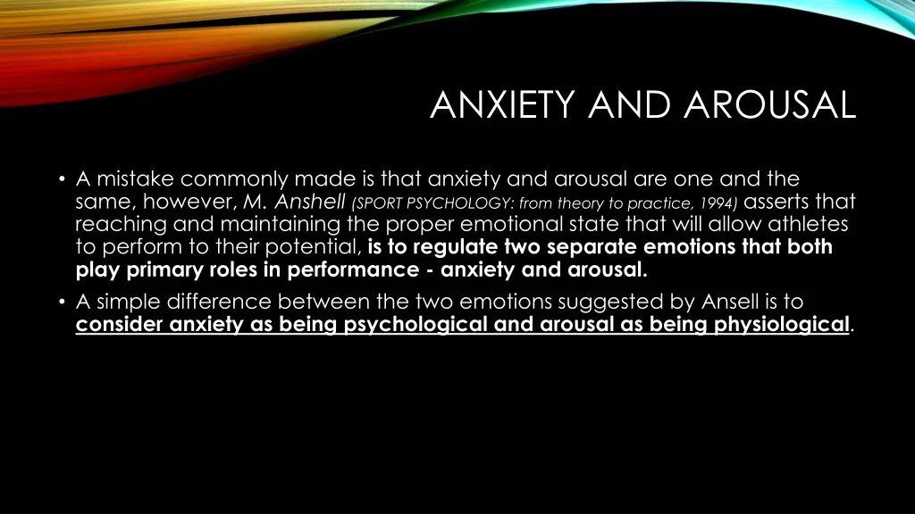 anxiety and arousal