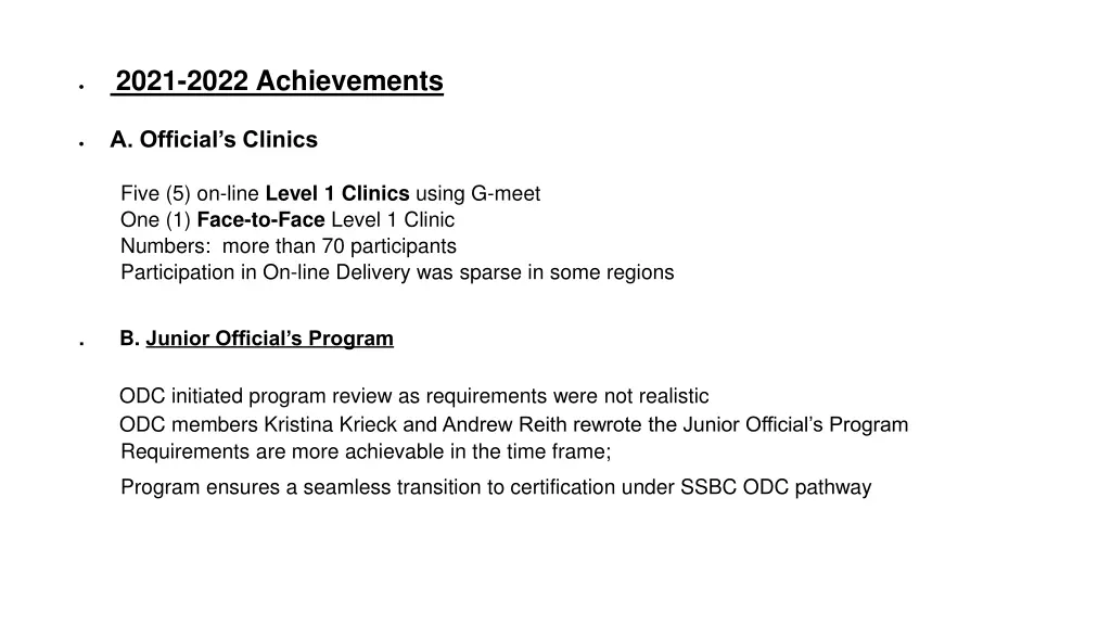 2021 2022 achievements