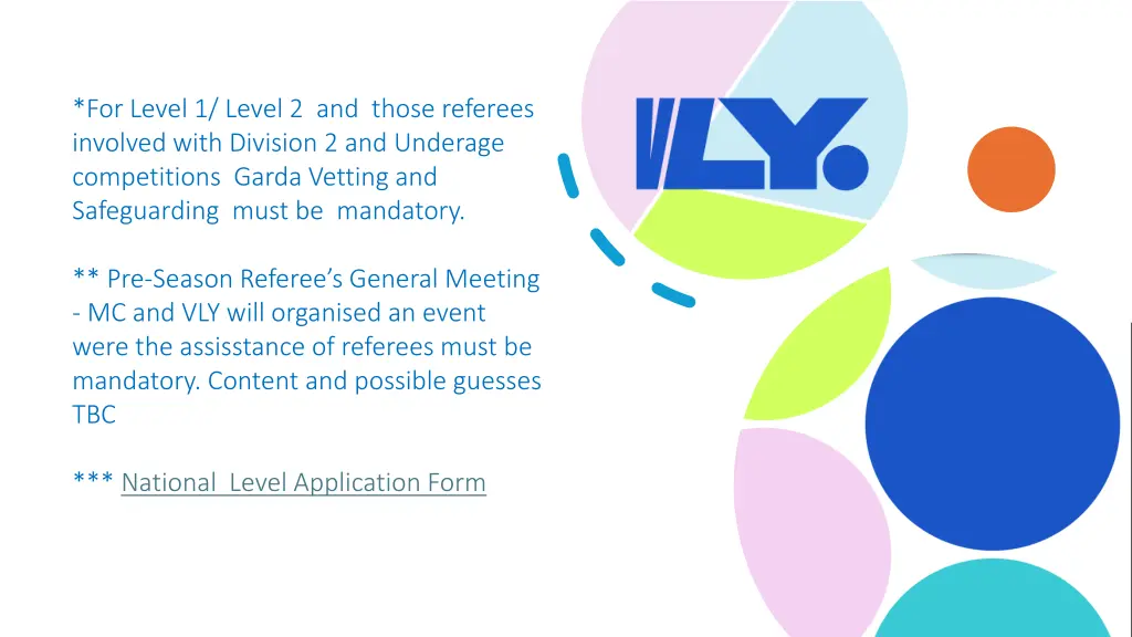 for level 1 level 2 and those referees involved