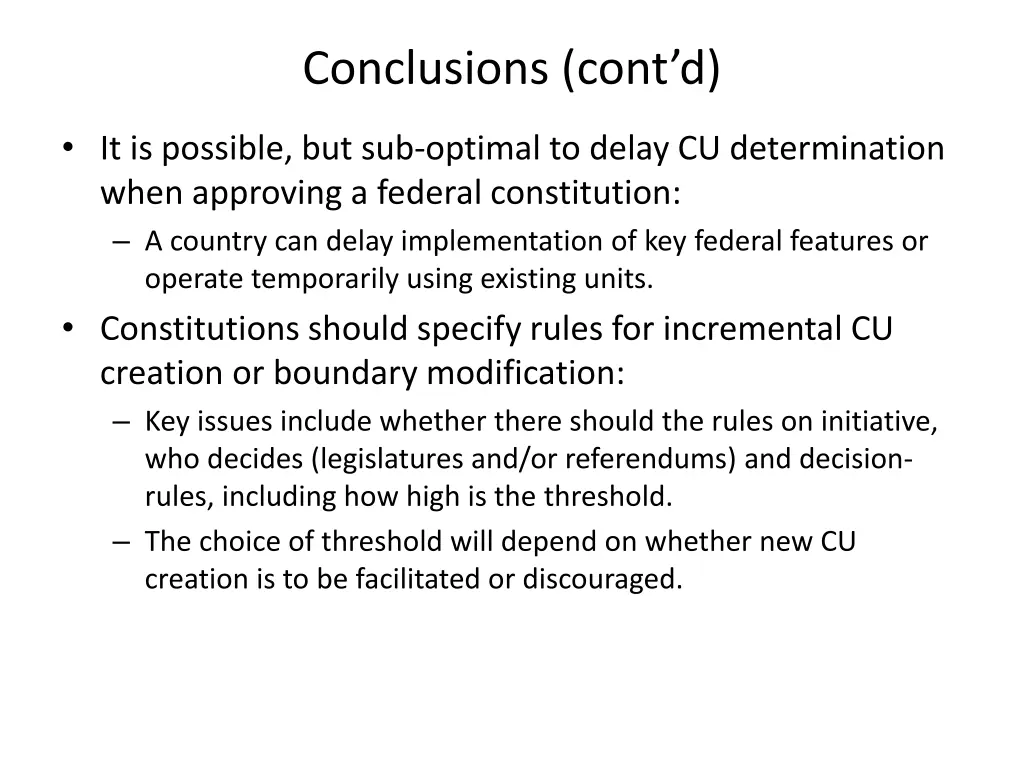 conclusions cont d