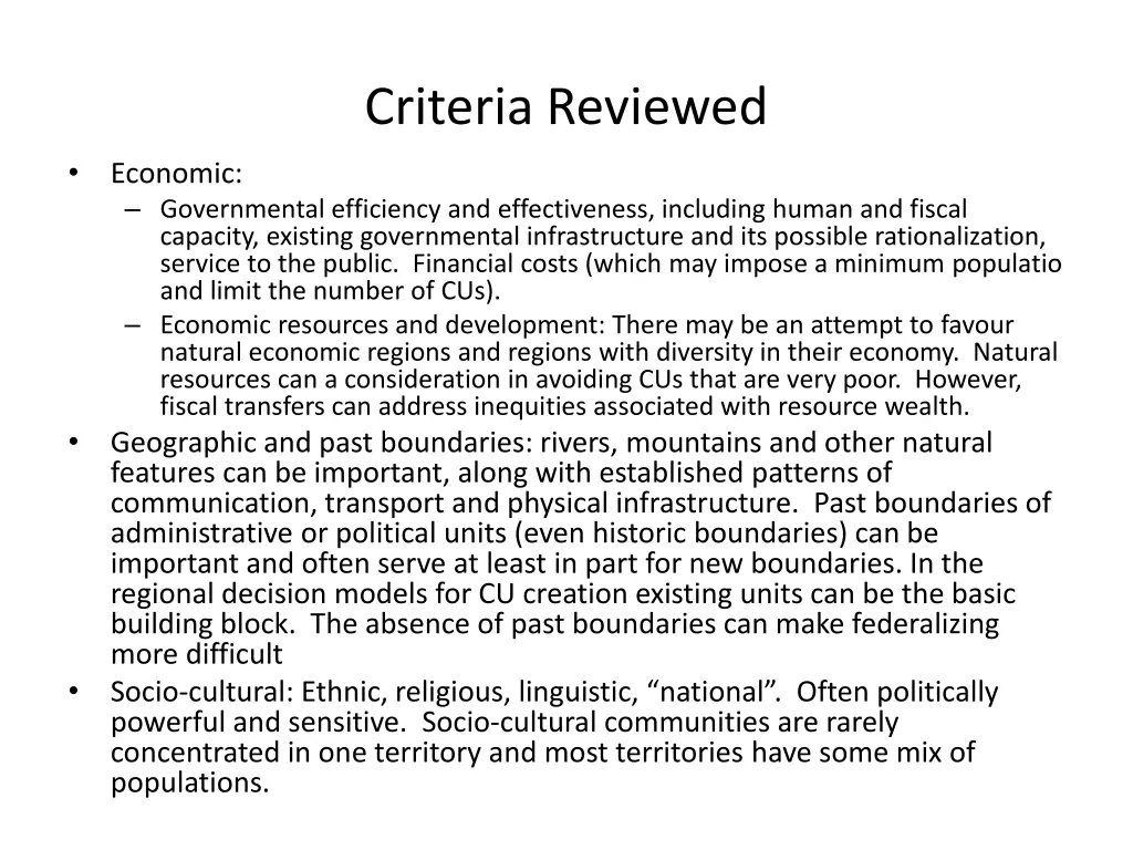 criteria reviewed