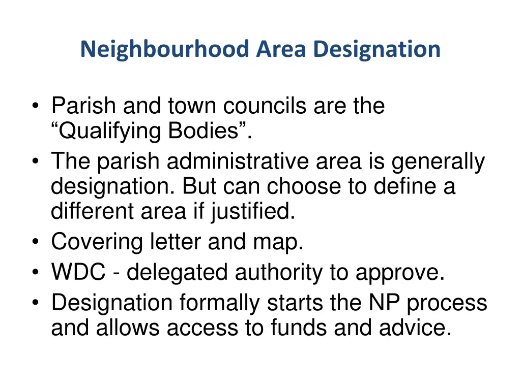 neighbourhood area designation