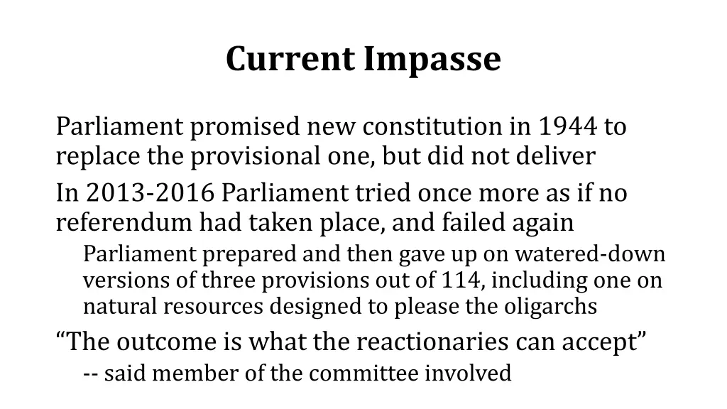 current impasse