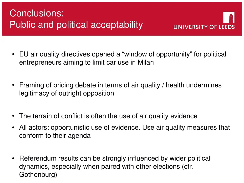 conclusions public and political acceptability