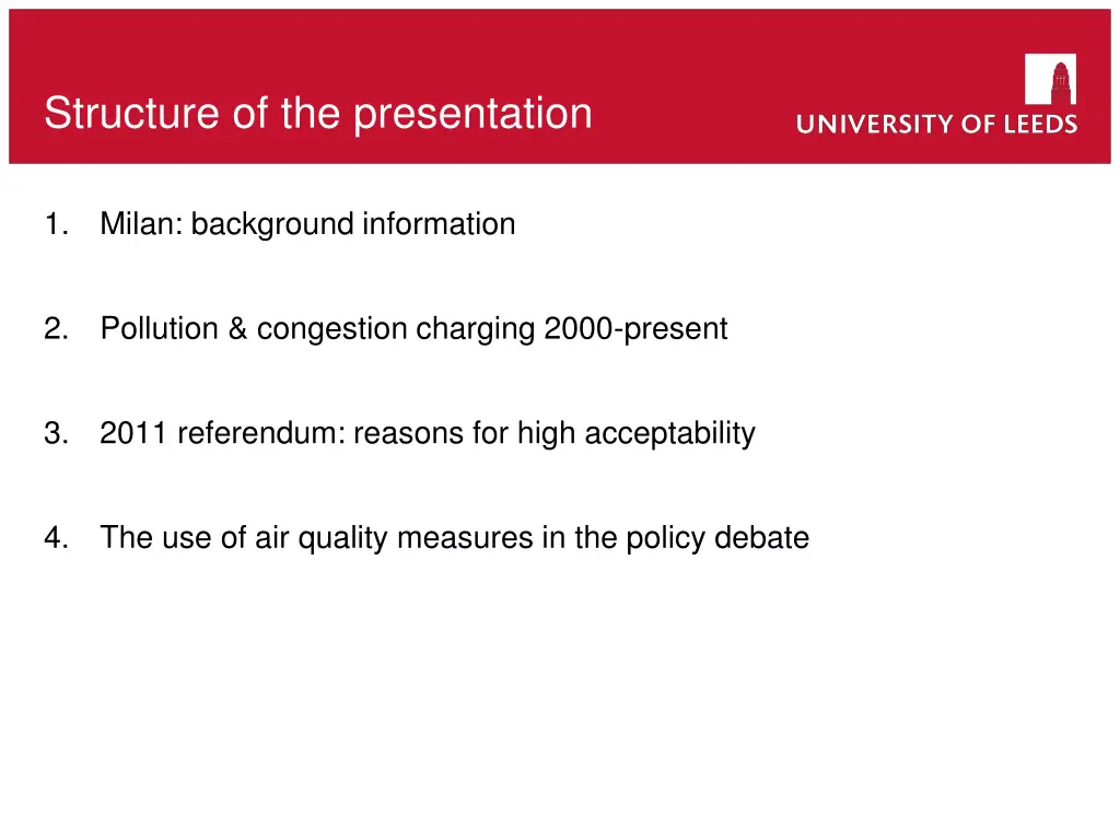structure of the presentation