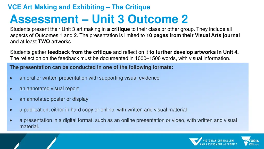 vce art making and exhibiting the critique 2