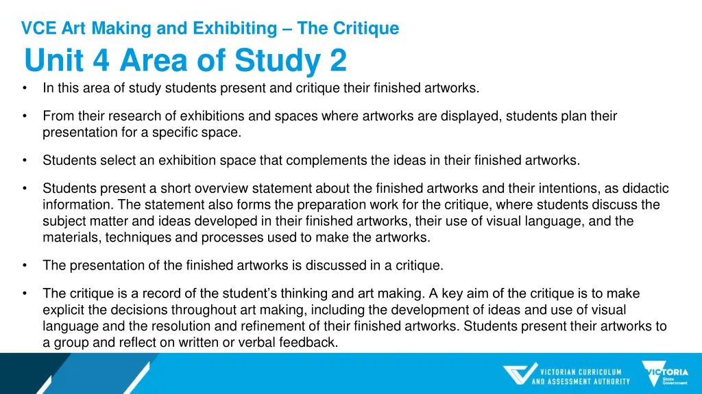 vce art making and exhibiting the critique 3